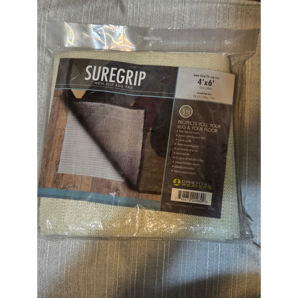 Oriental Weavers Sure Grip Non-Slip Rug Pad 4x6 Fits Hard Floors Cream 20969